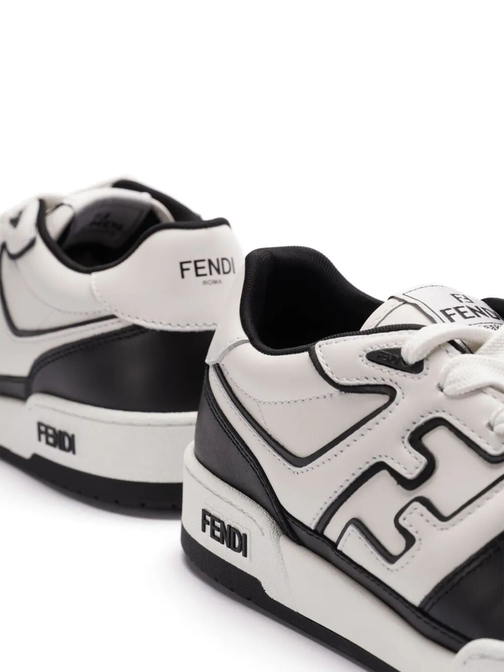 Leather sneakers with ff lateral logo