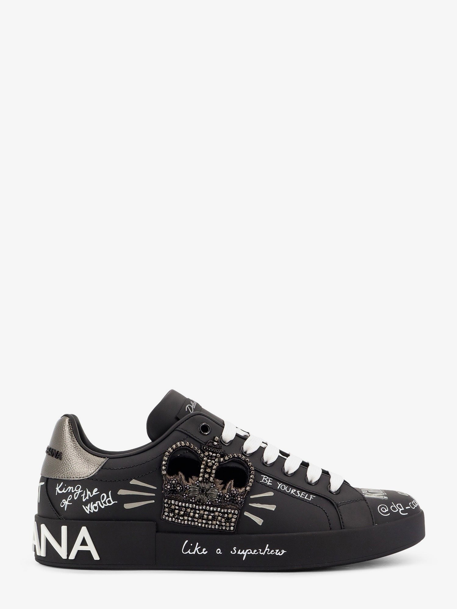 Leather sneakers with iconic prints