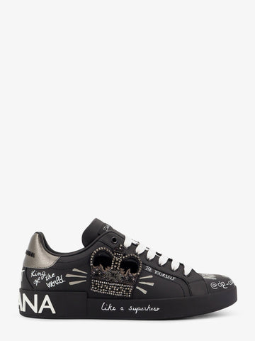 Leather sneakers with iconic prints