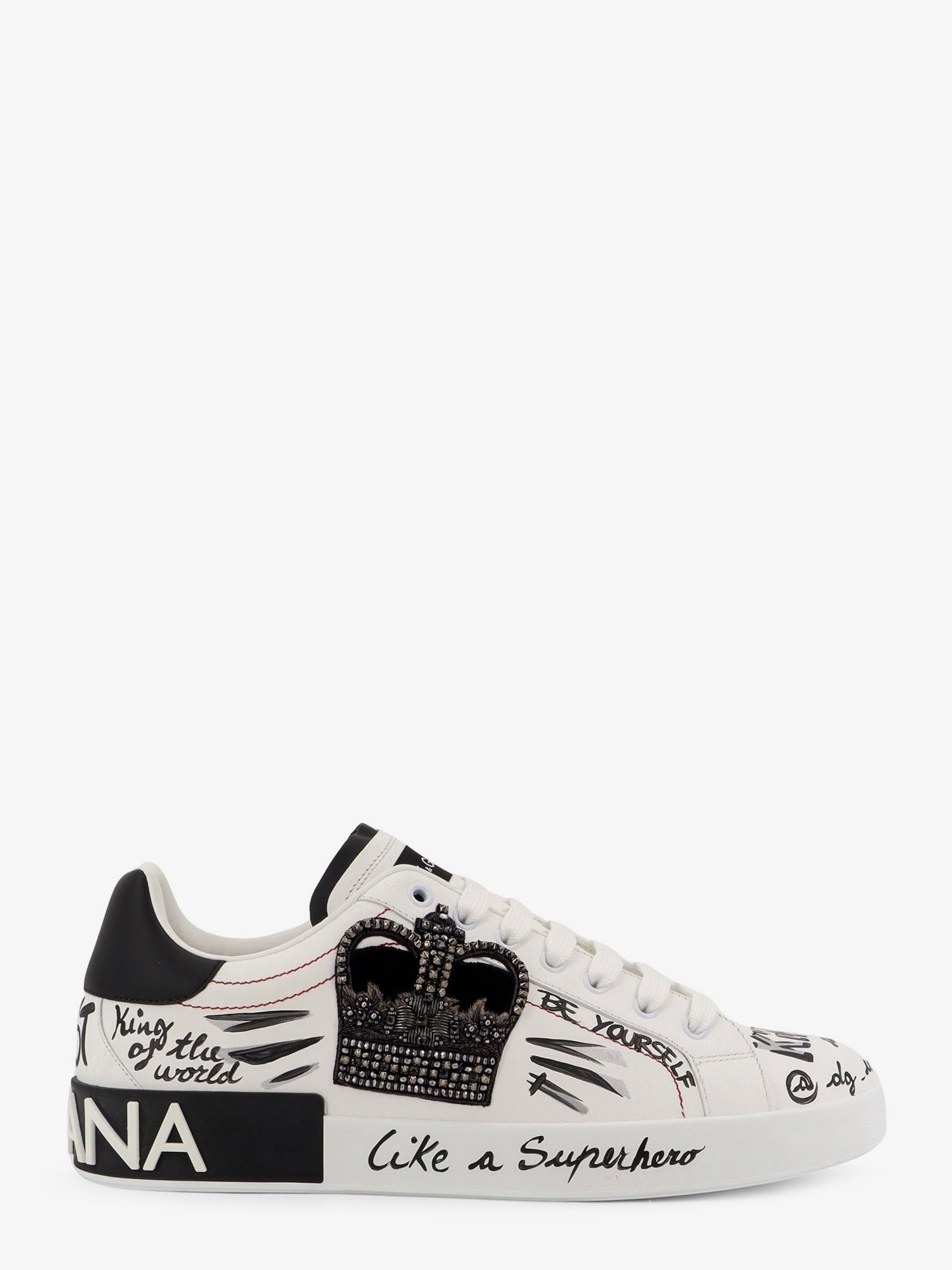 Leather sneakers with iconic prints