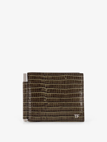 Leather wallet with croco effect
