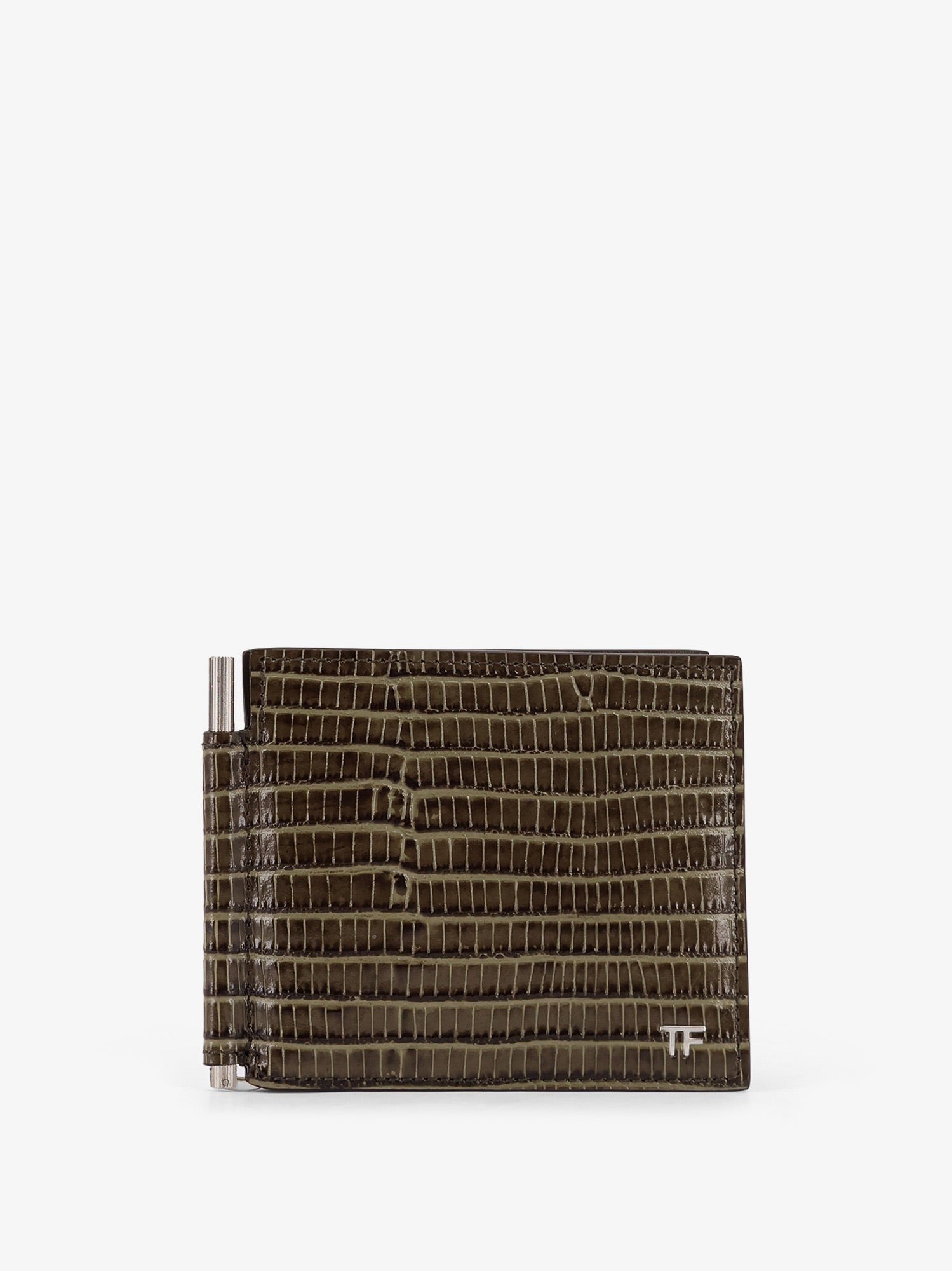 Leather wallet with croco effect
