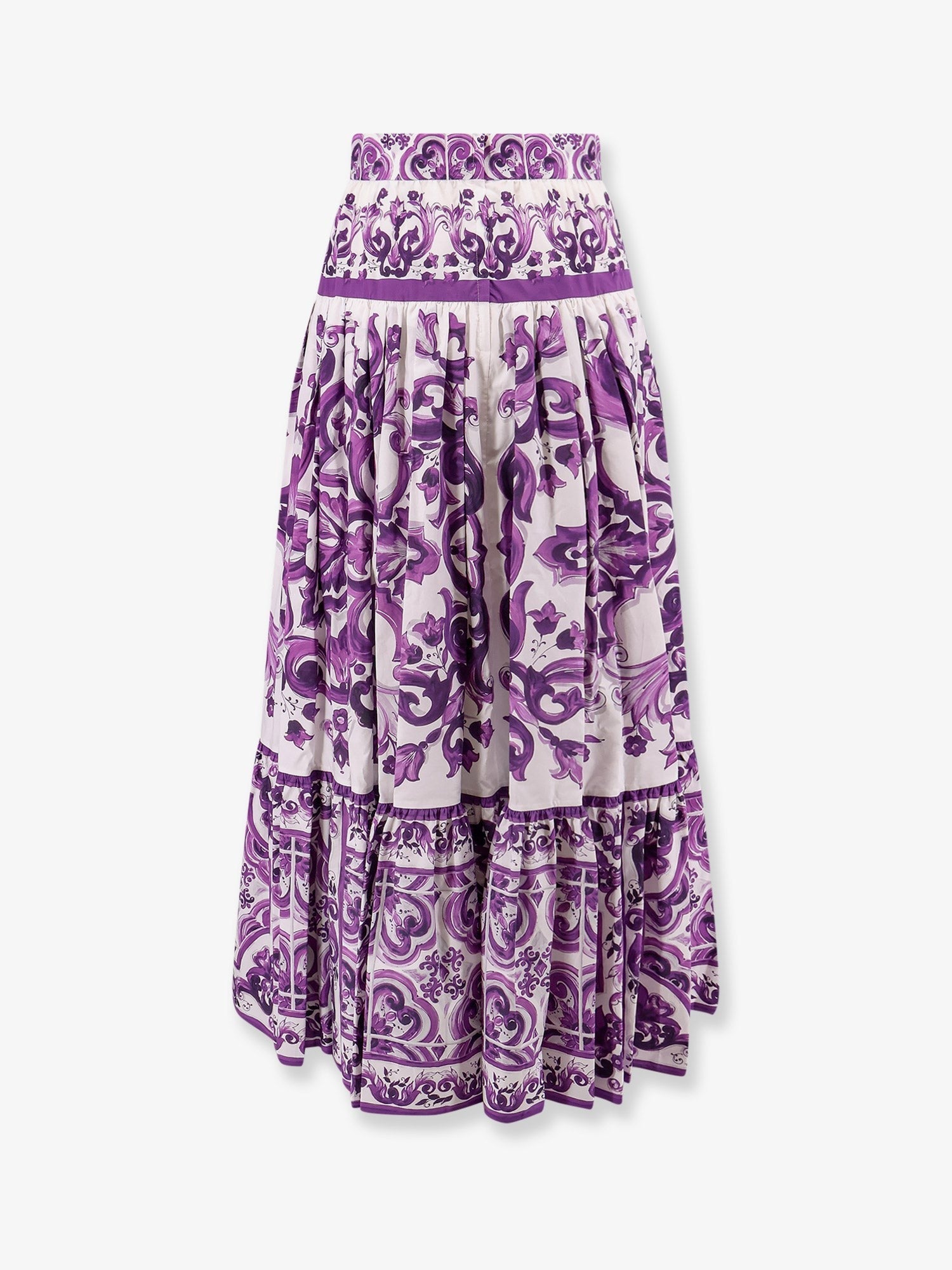 Long skirt with Maiolica print