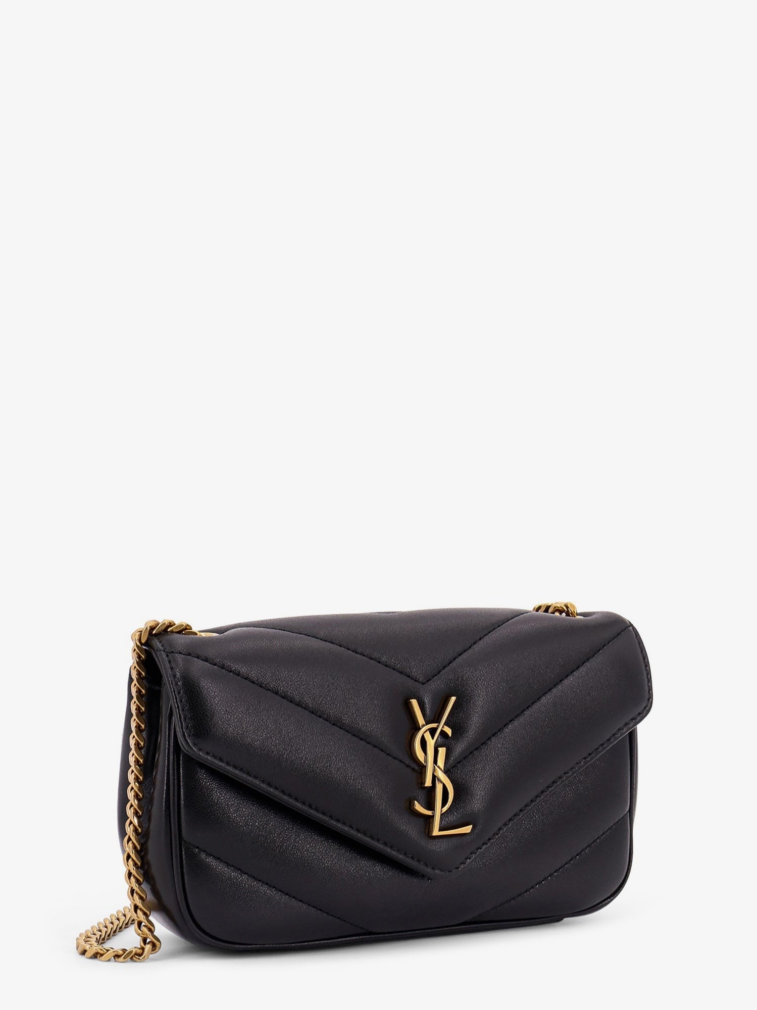 Loulou Mini leather shoulder bag with Chevron stitchings