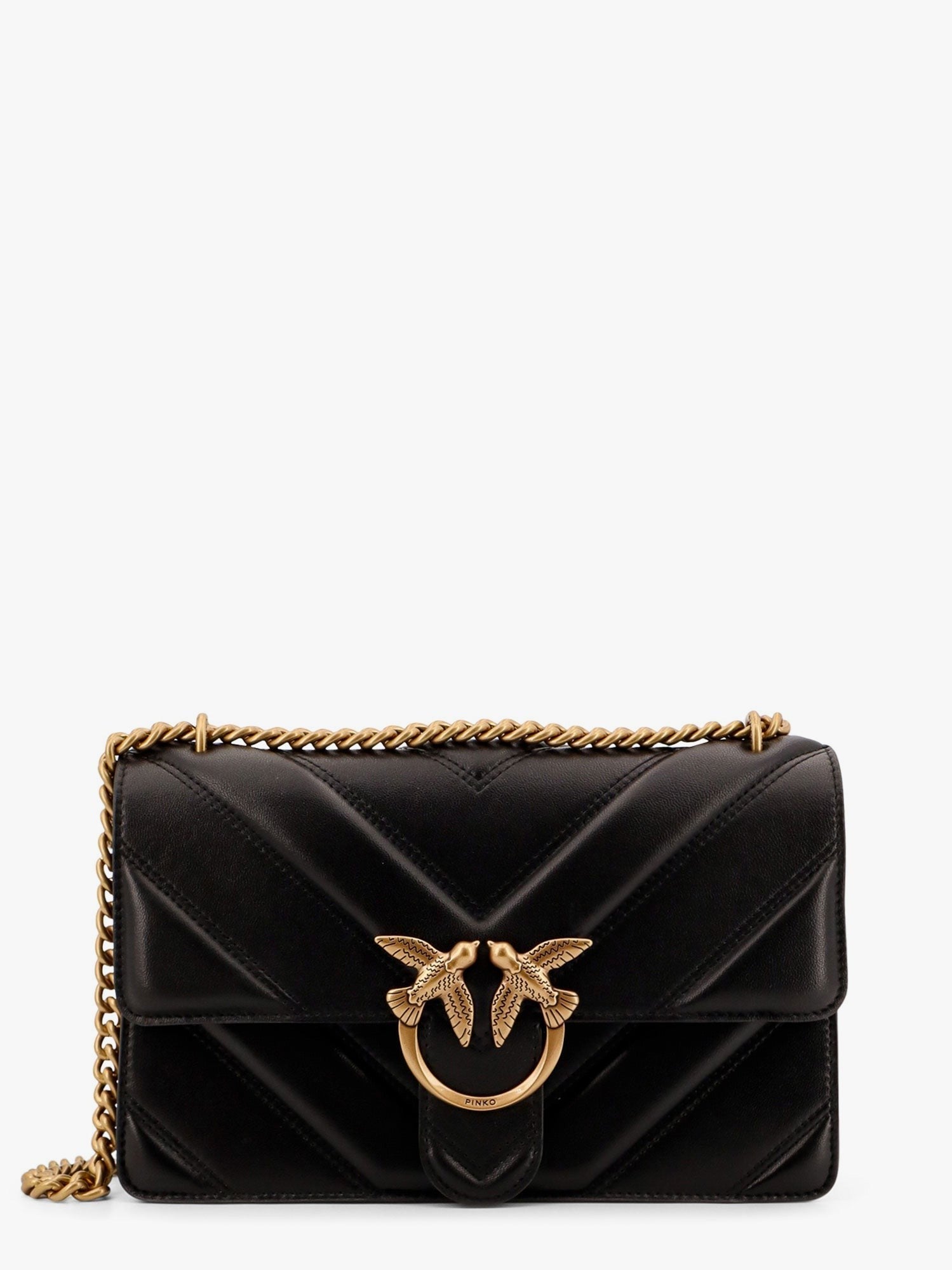 Love one classic matelassé leather shoulder bag with love birds buckle