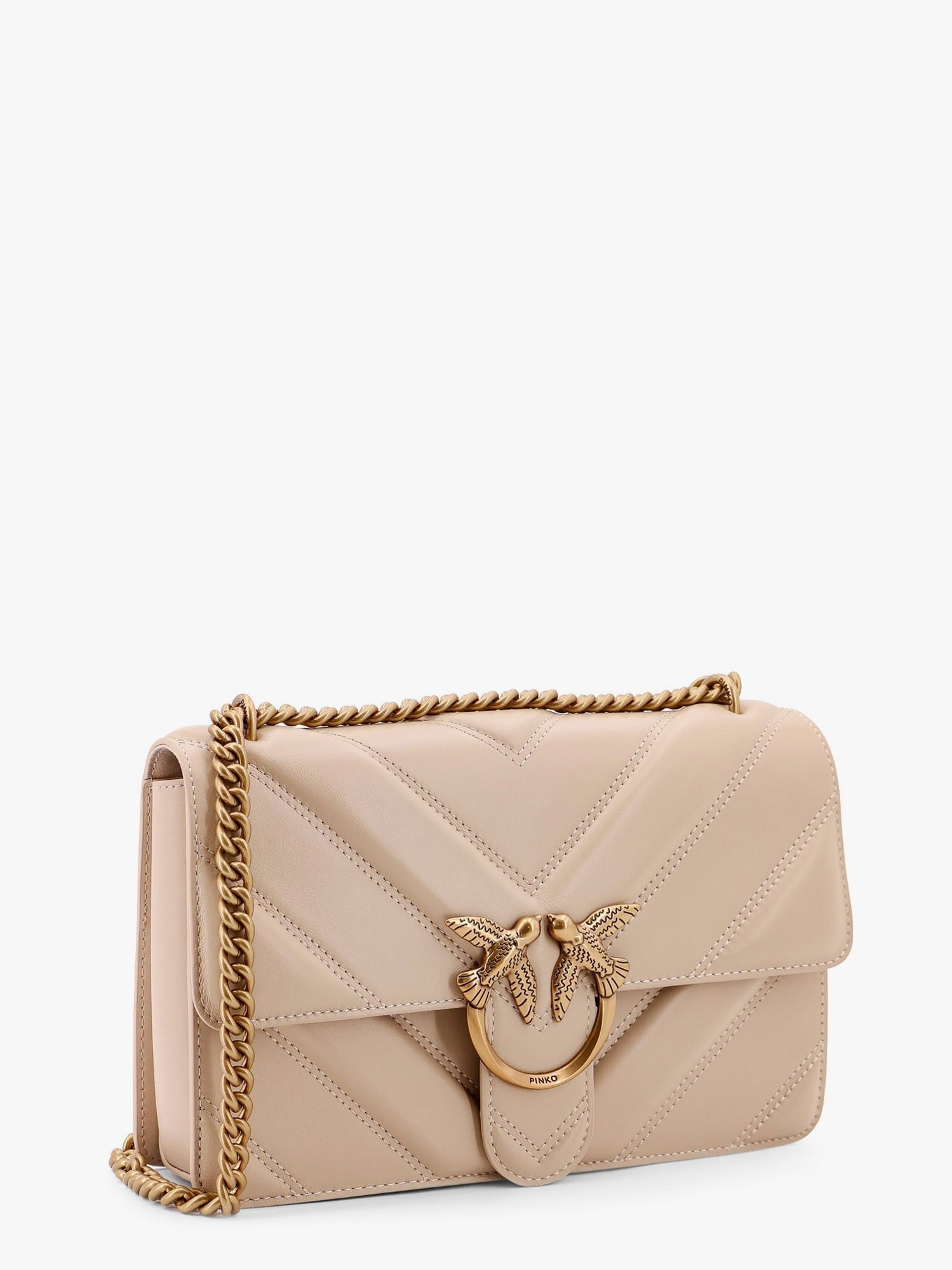 Love one classic matelassé leather shoulder bag with love birds buckle