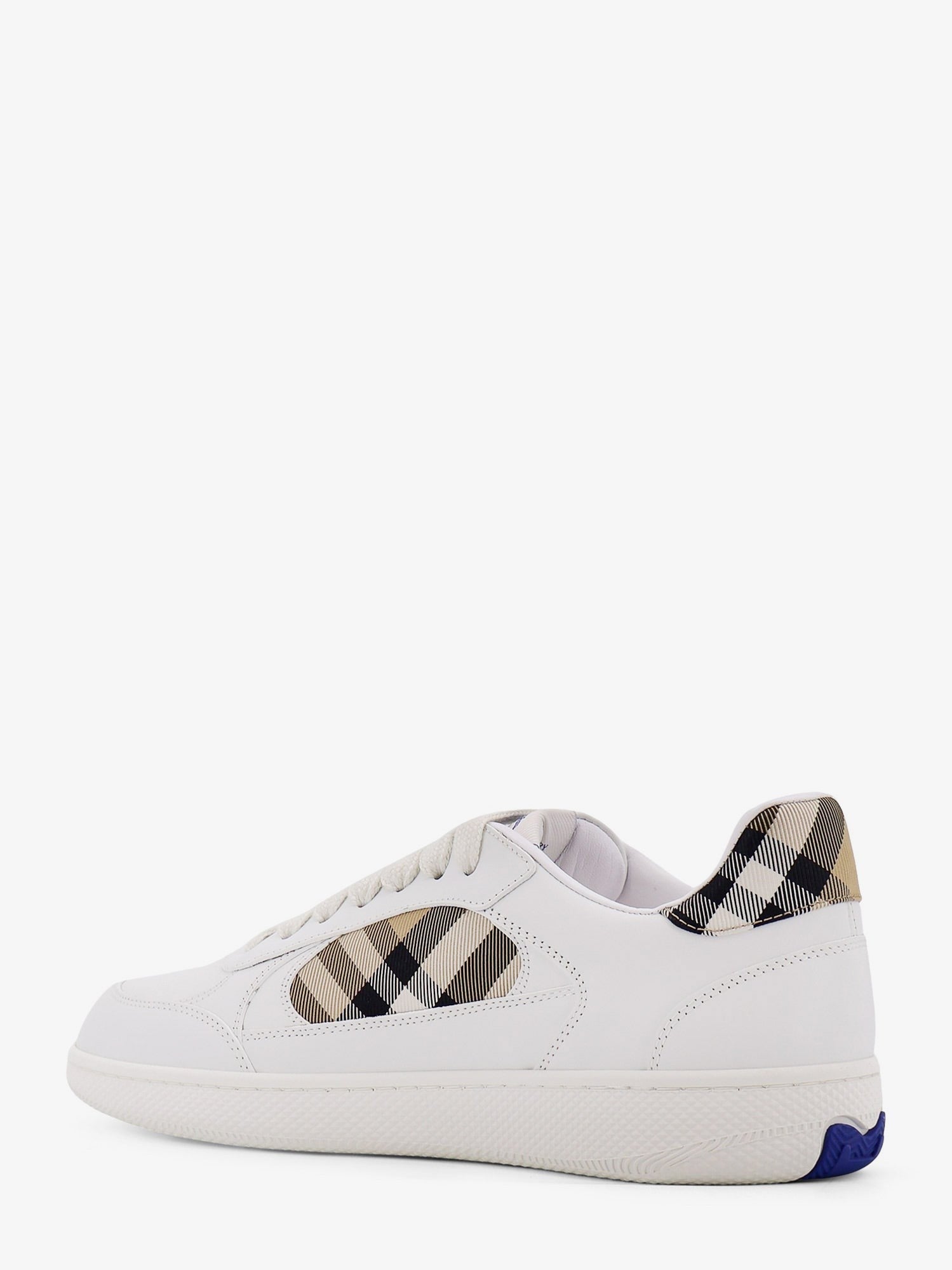Low-top leather sneakers with check inserts