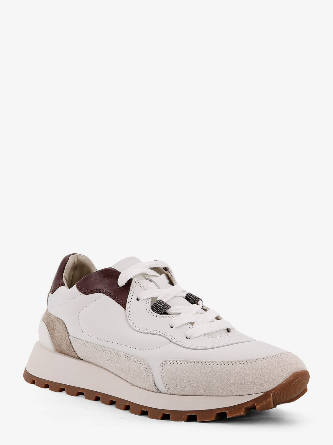Low-top leather sneakers with Monili detail