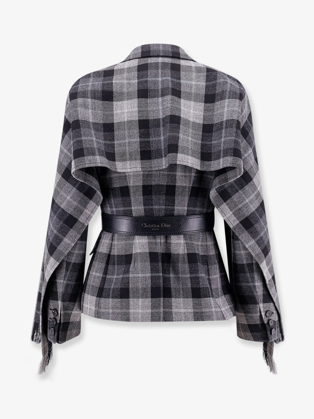 Madras blazer with belt and removable scarf