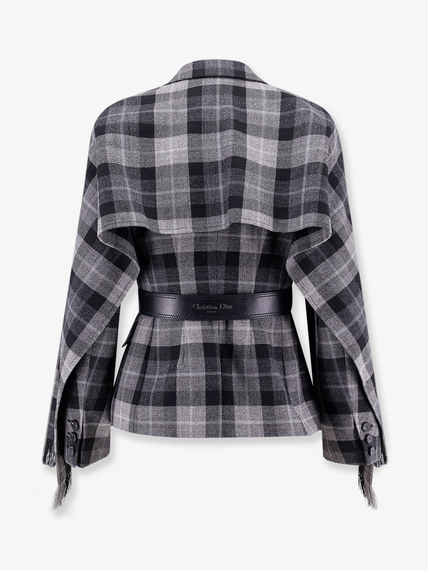 Madras blazer with belt and removable scarf