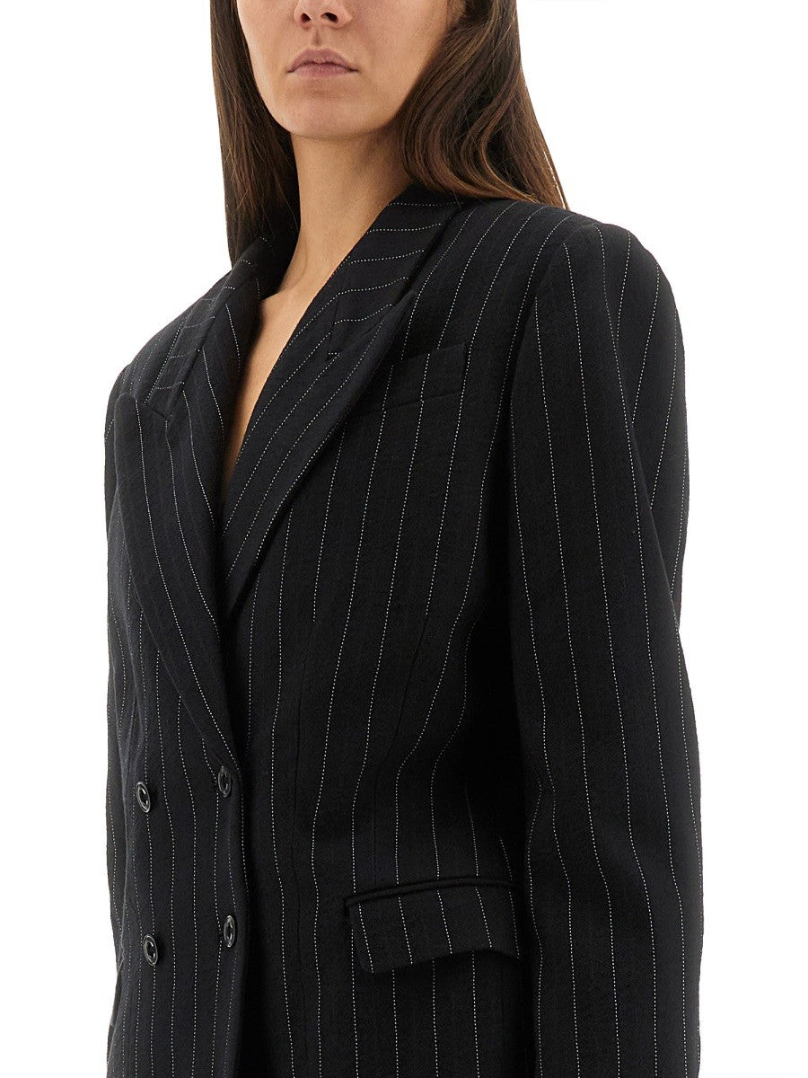 "MAIA" PINSTRIPE JACKET WITH BELT