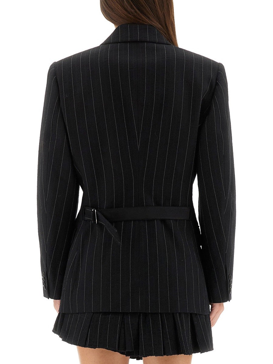 "MAIA" PINSTRIPE JACKET WITH BELT