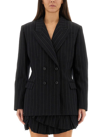 "MAIA" PINSTRIPE JACKET WITH BELT