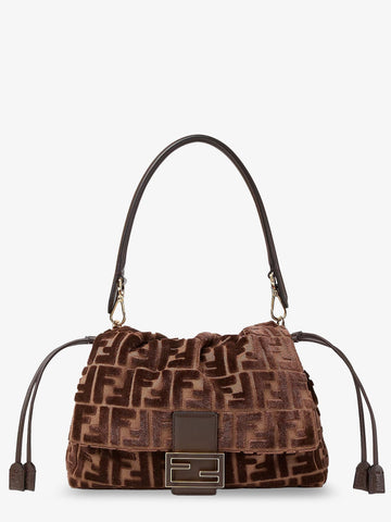 Mamma Baguette Medium FF velvet jacquard crossbody bag