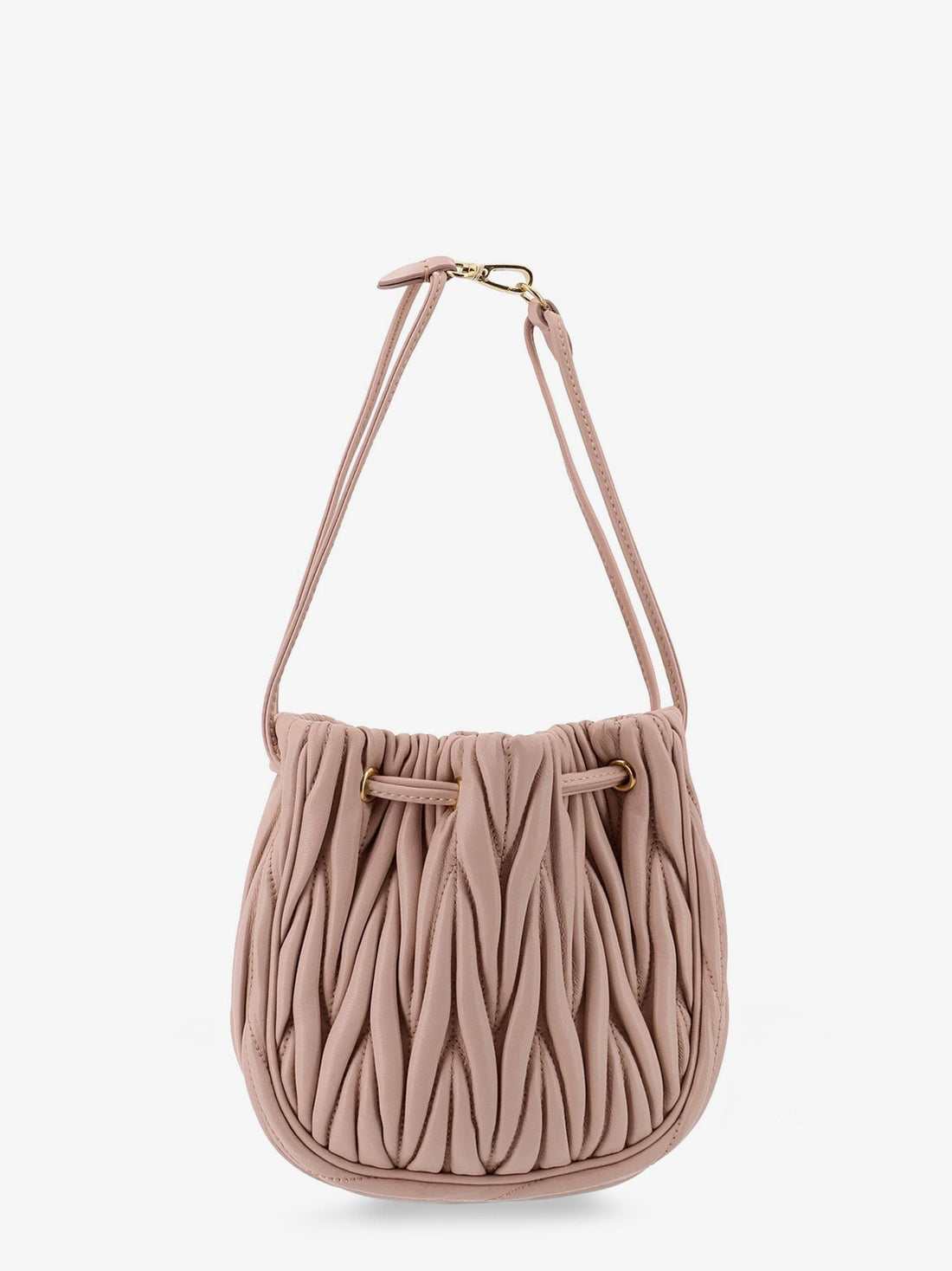 Matelassé leather bucket bag
