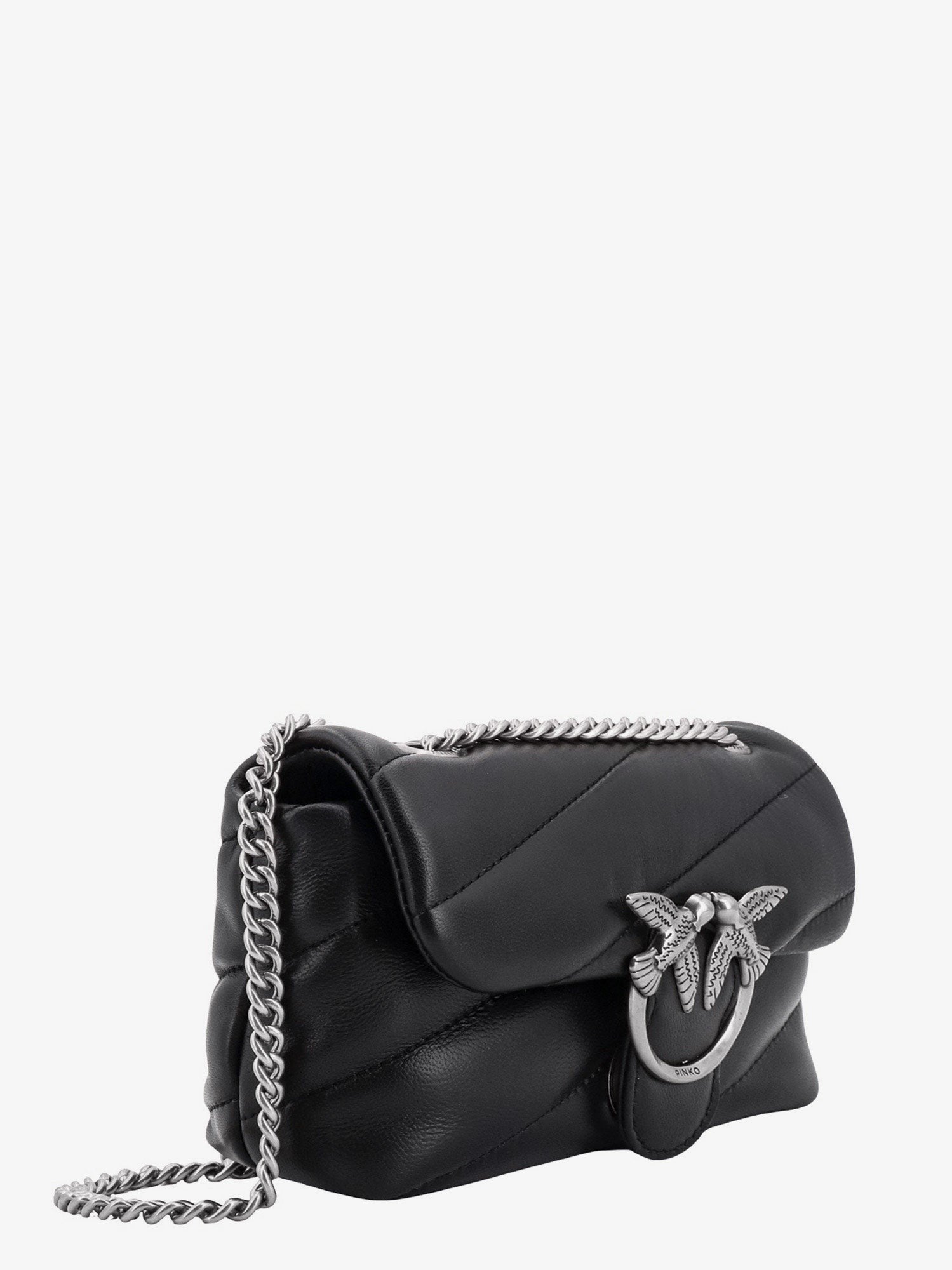 Matelassé leather shoulder bag with iconic love birds buckle