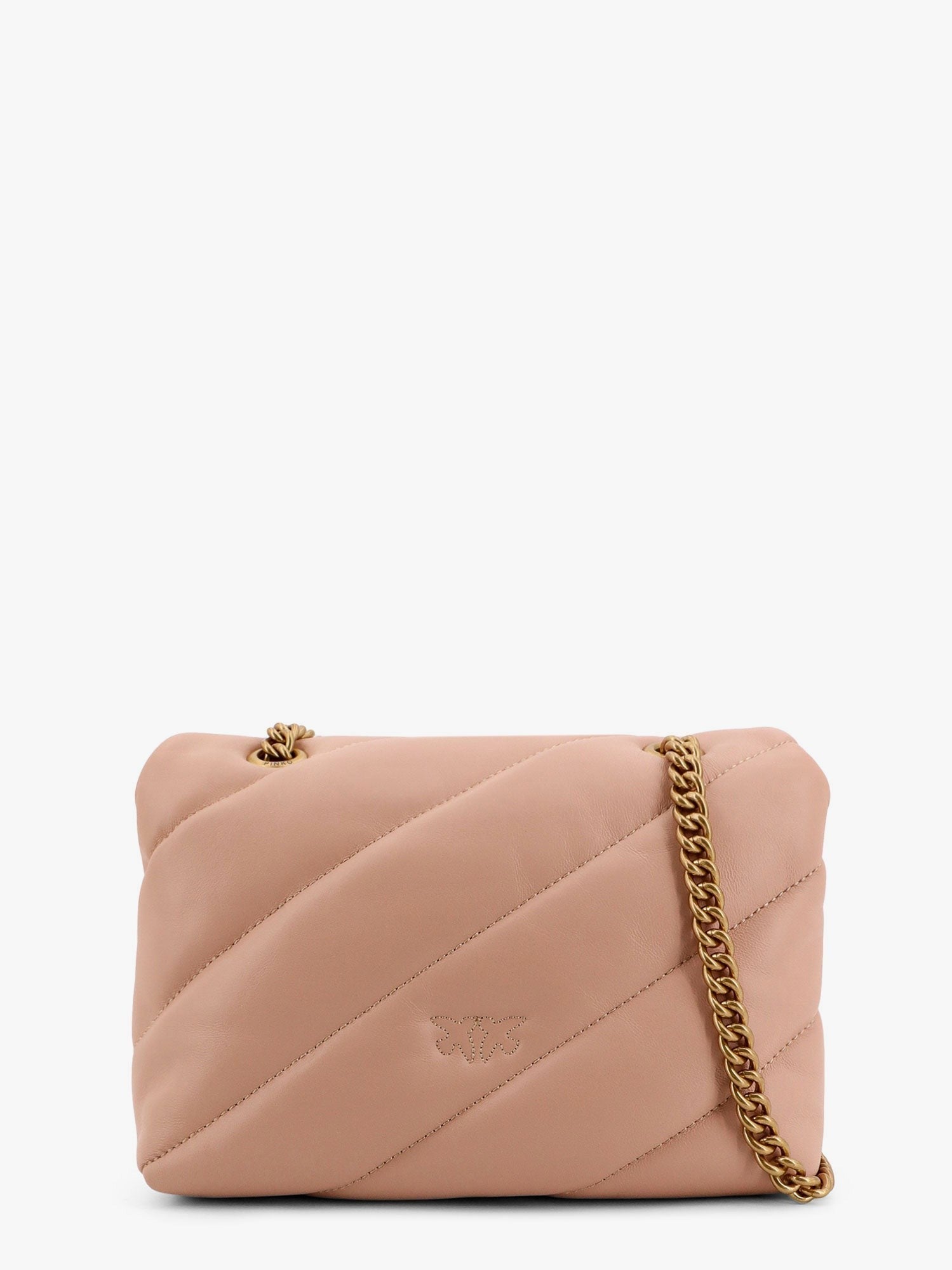 Matelassé leather shoulder bag with iconic love birds buckle