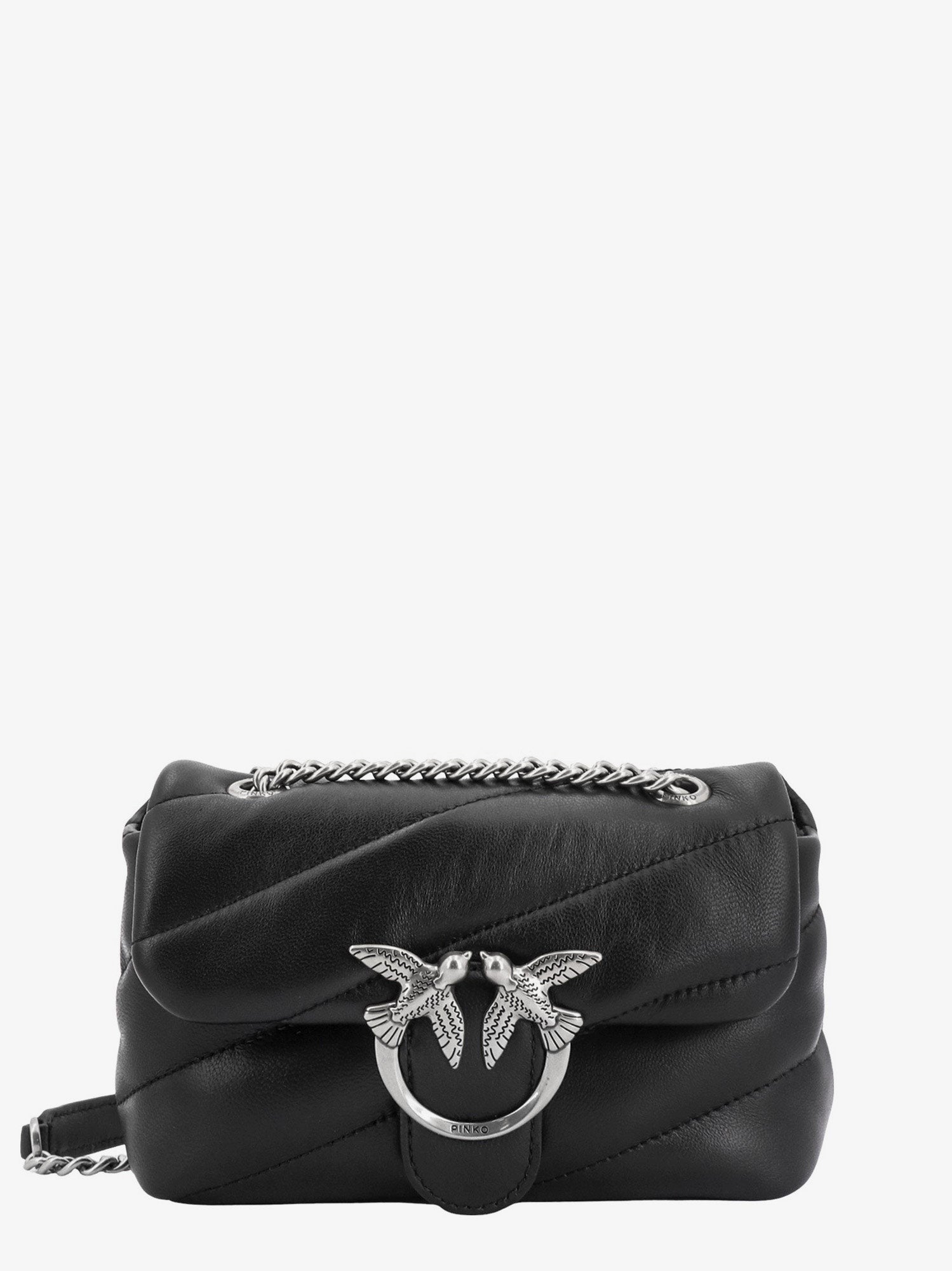 Matelassé leather shoulder bag with iconic love birds buckle