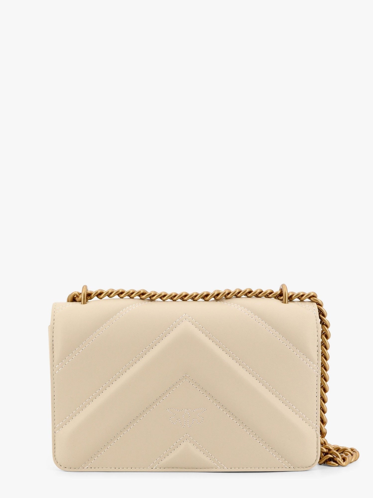 Matelassé leather shoulder bag with love birds buckle