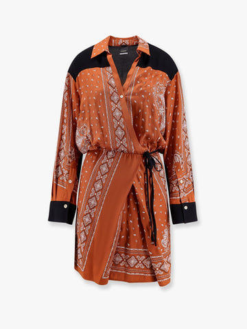 Mesopotamia viscose dress with bandana print and georgette profiles