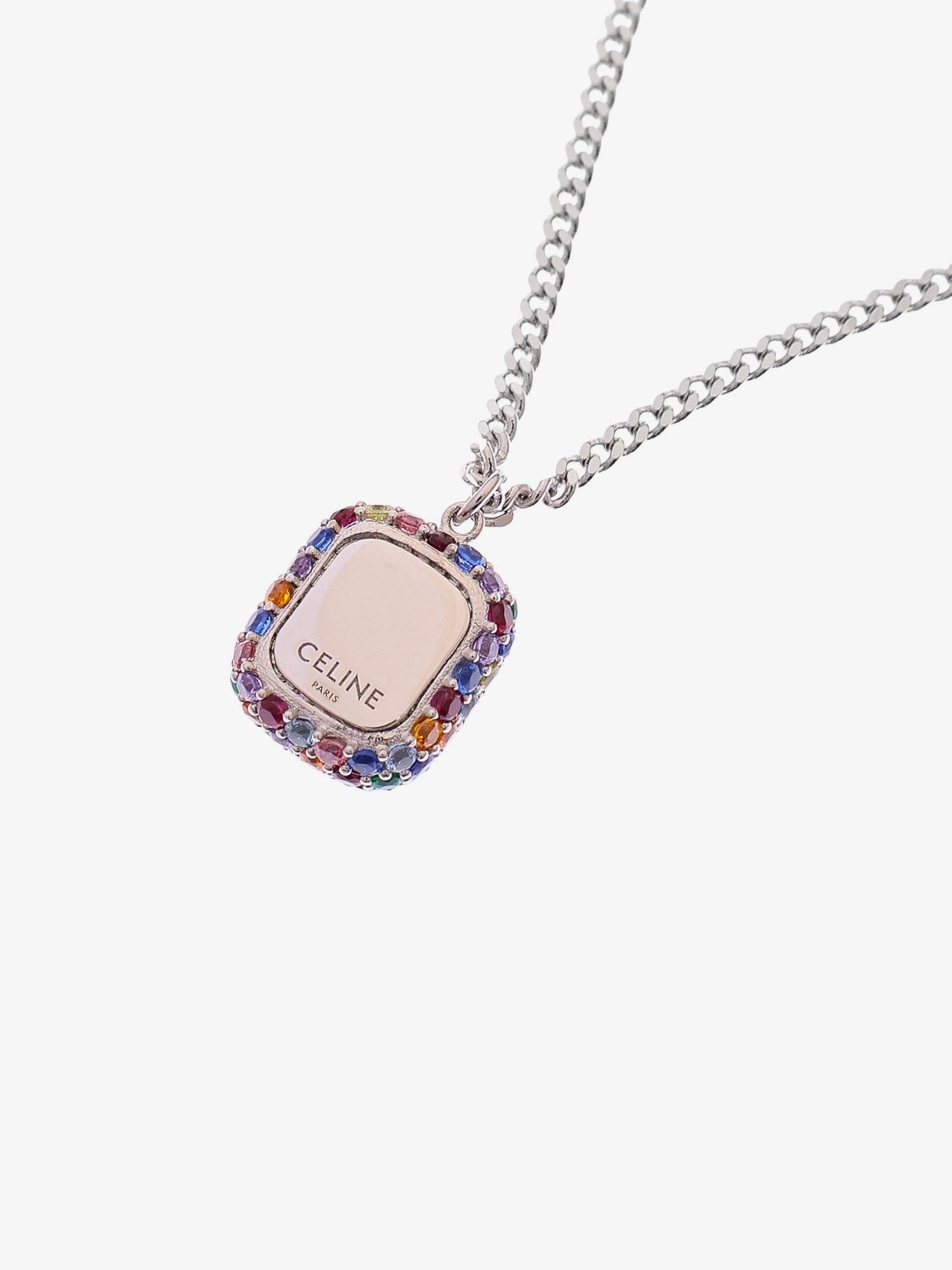 Metal necklace with multicolor pendant