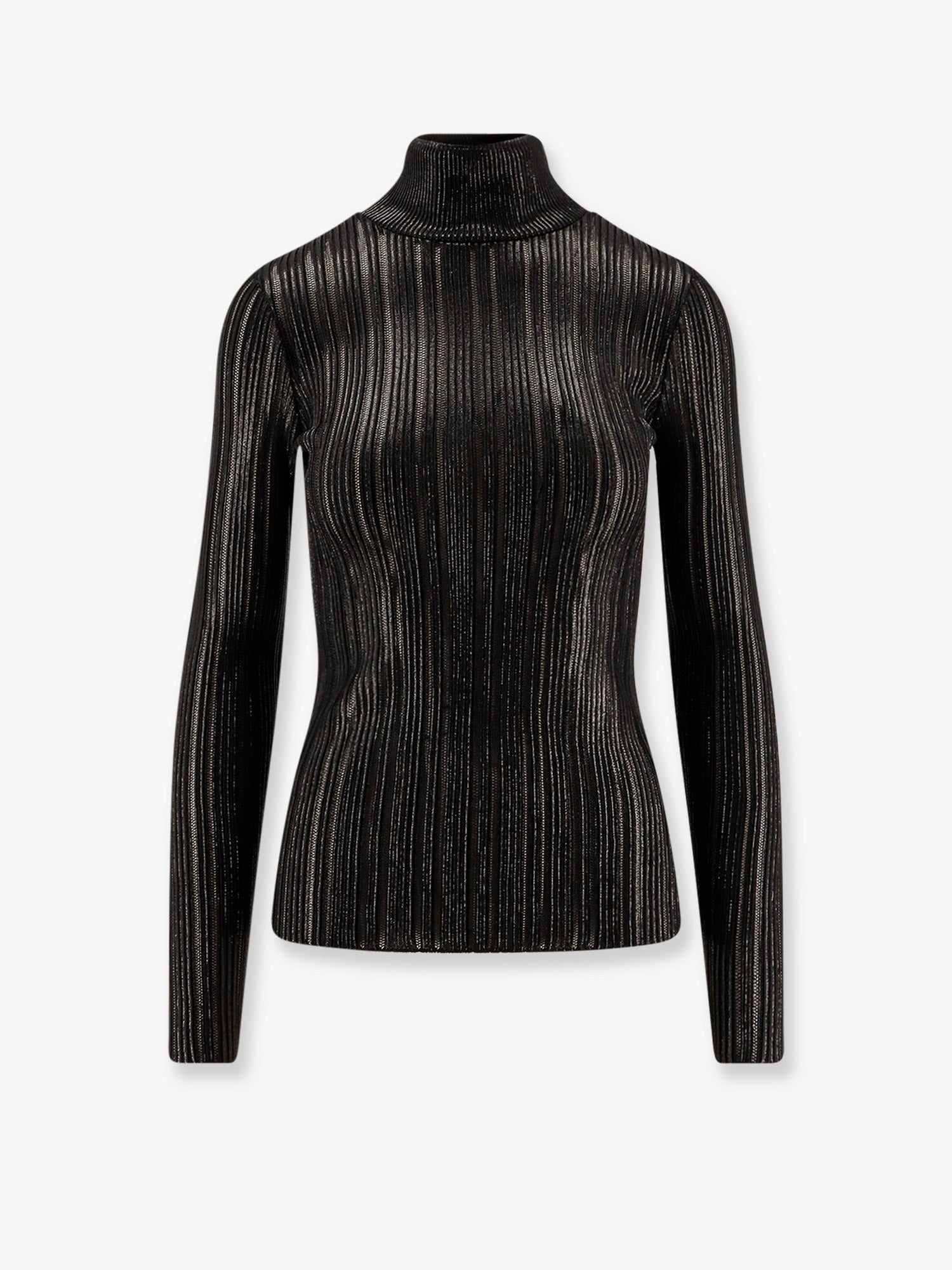 Metallic fabric turtleneck sweater