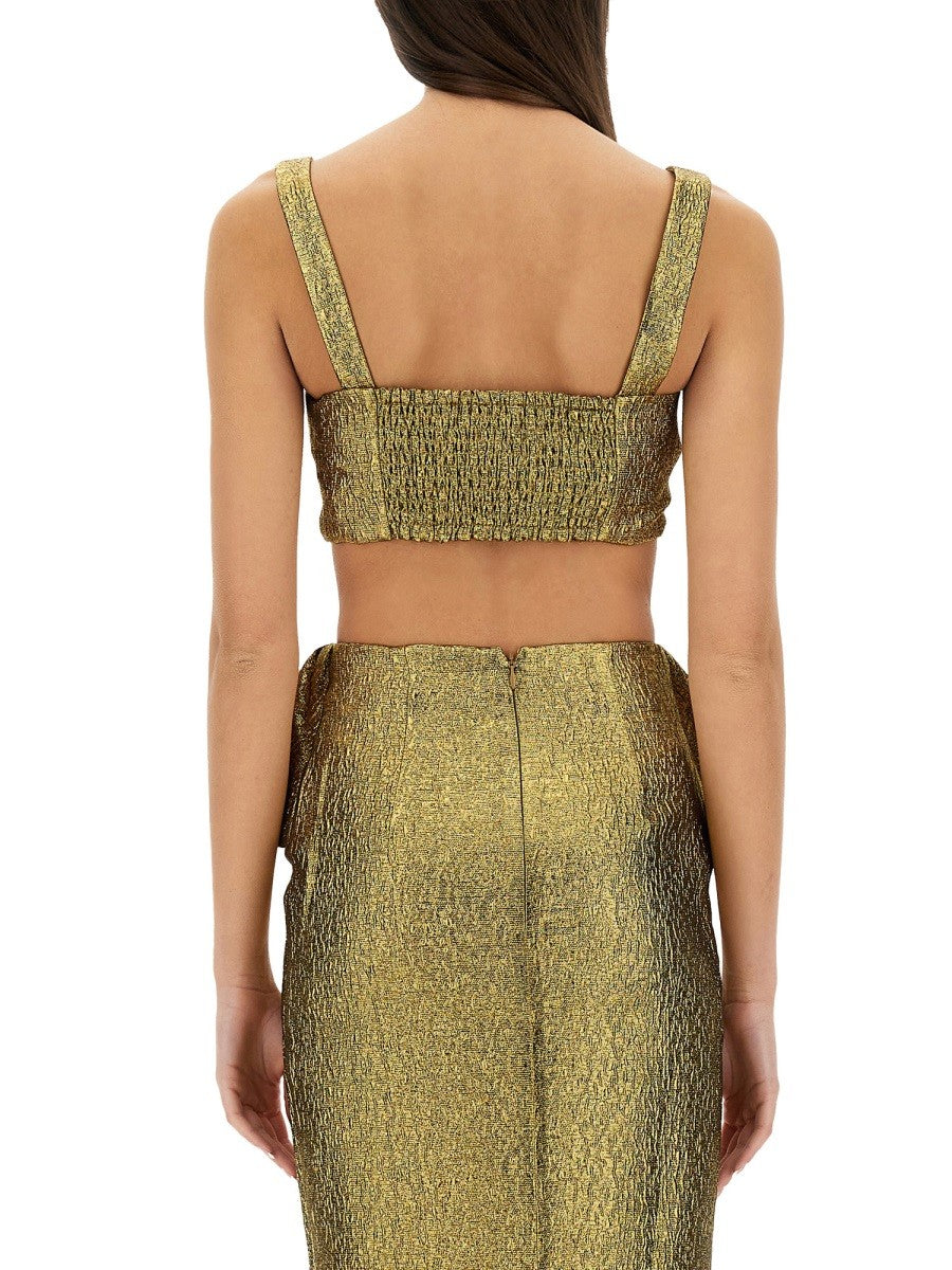 METALLIC JACQUARD CROP TOP