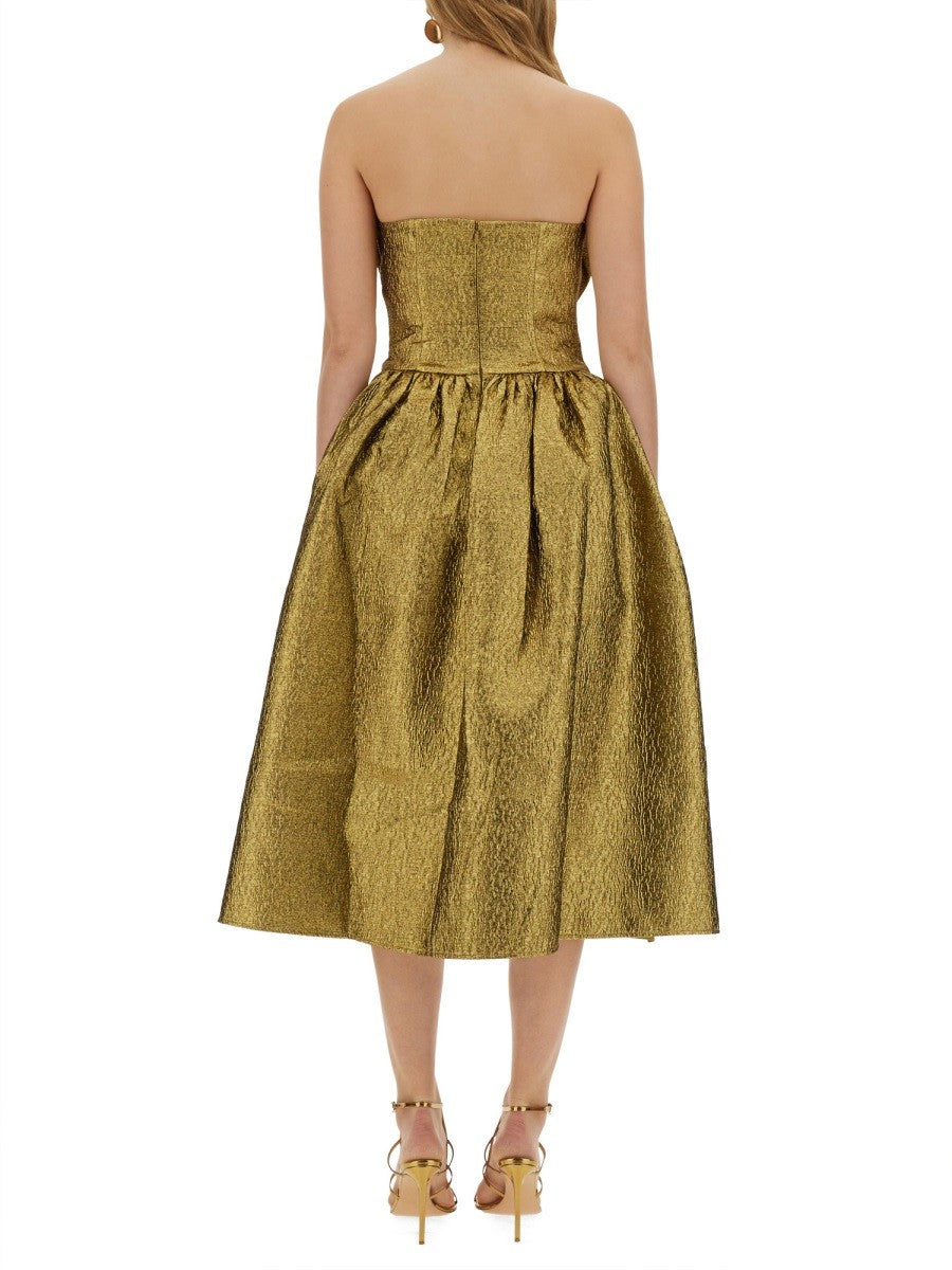 METALLIC JACQUARD MIDI DRESS