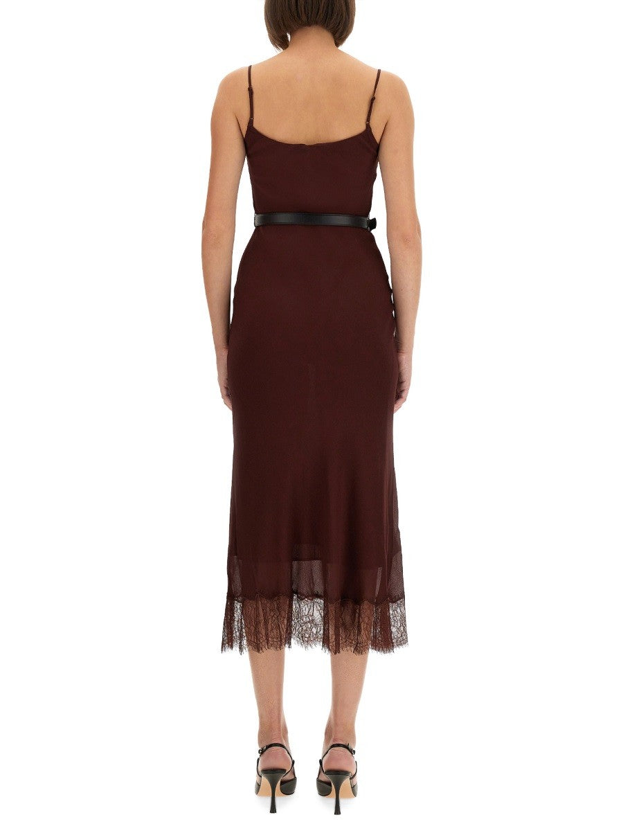 MIDI DRESS WITH LACE INSERTS