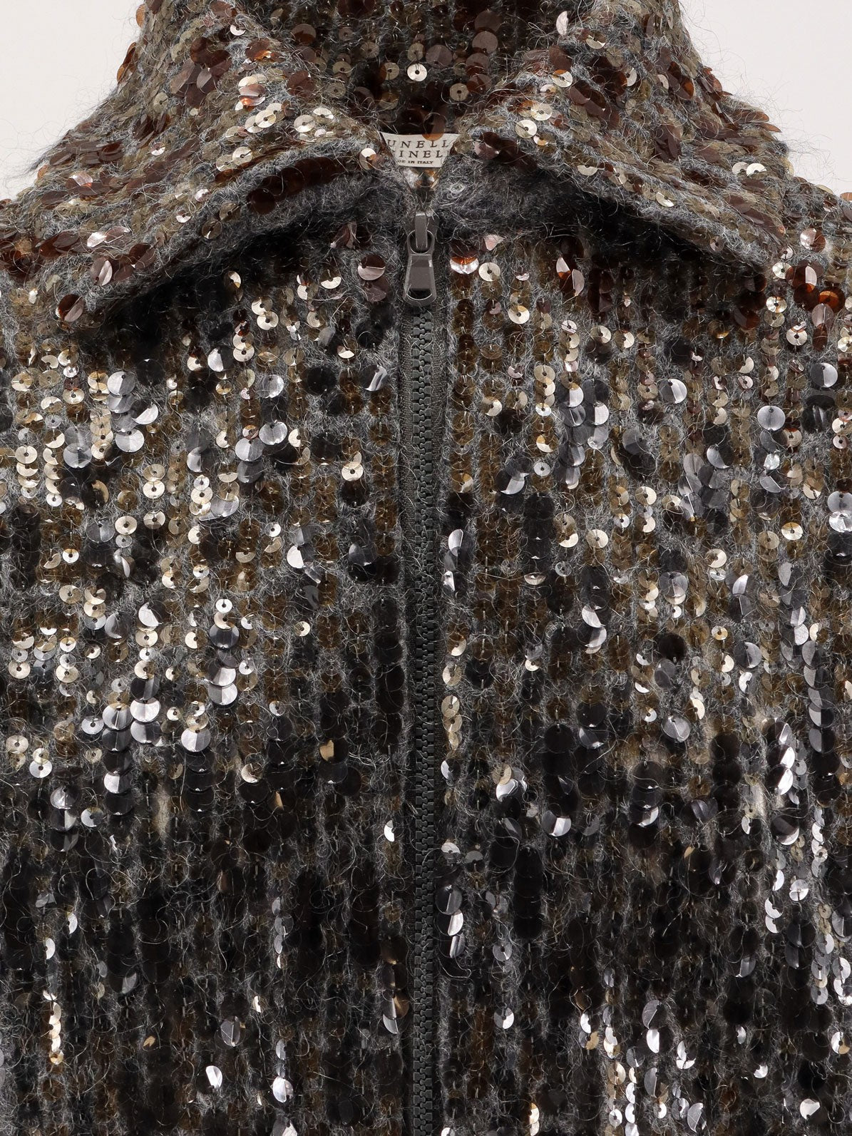 Mohair cardigan with all-over sequins
