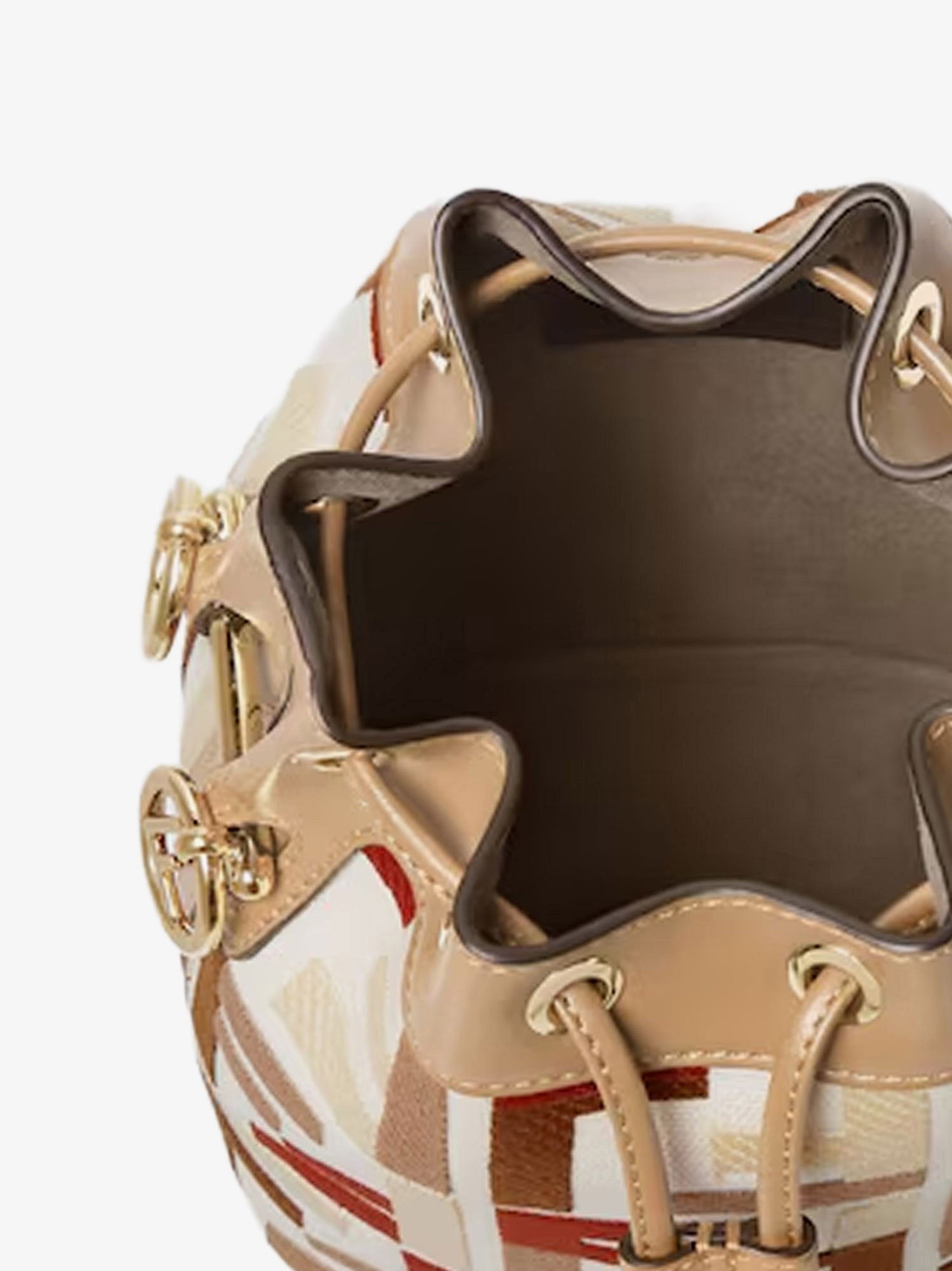 Mon Tresor FF jacquard fabric and leather bucket bag
