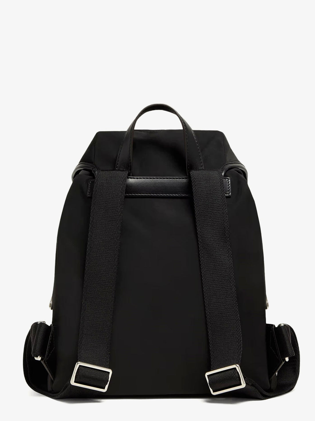 Nylon backpack with leather inserts