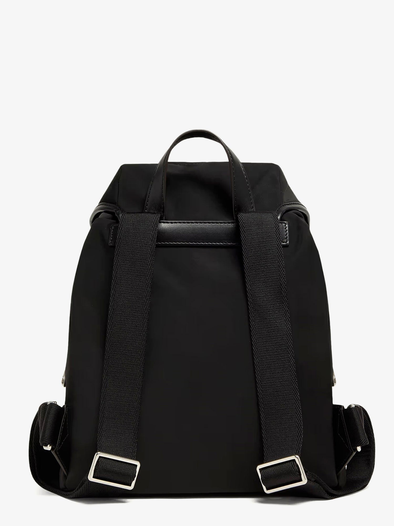 Nylon backpack with leather inserts