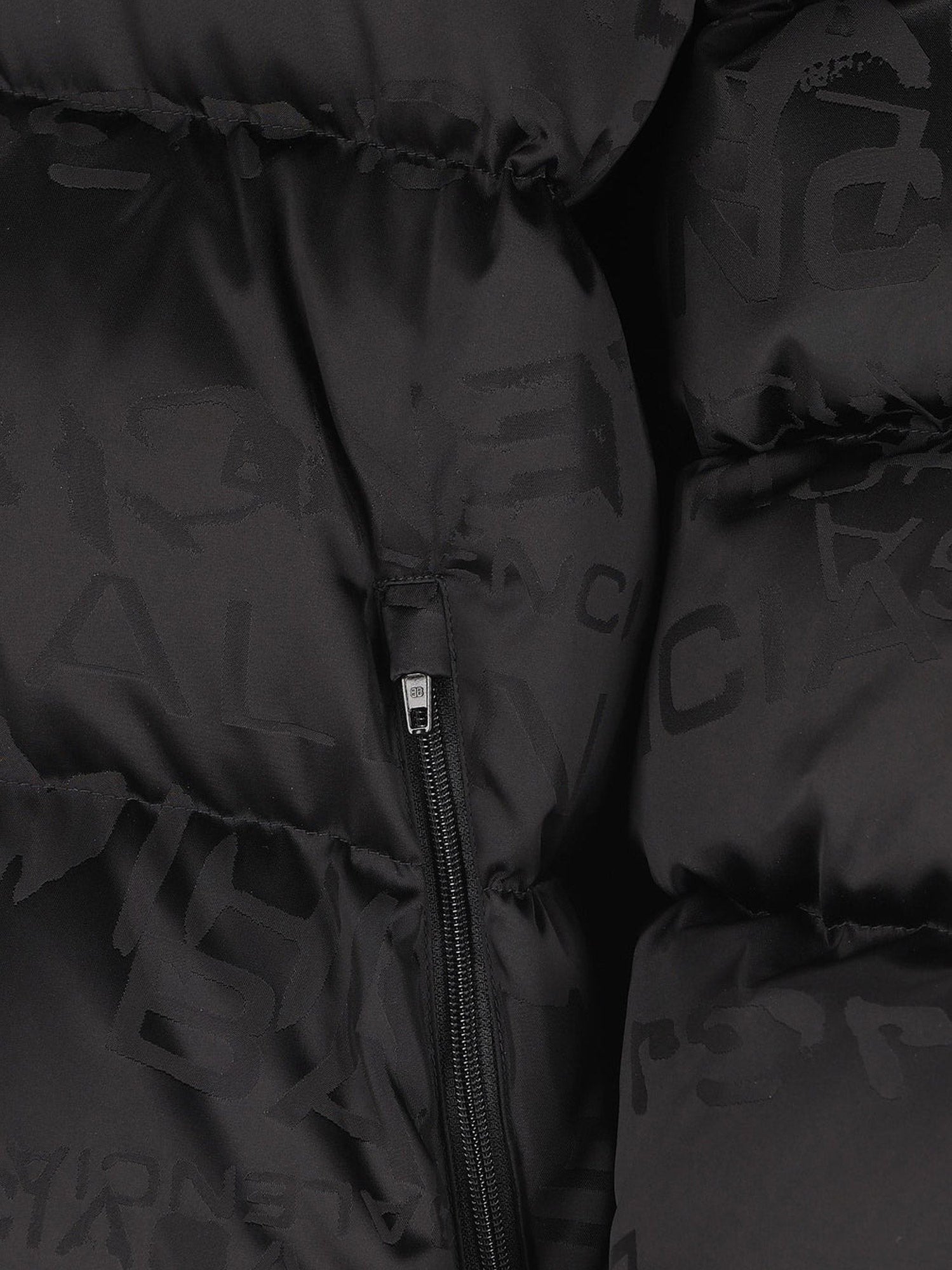 Nylon down jacket with all-over lettering logo