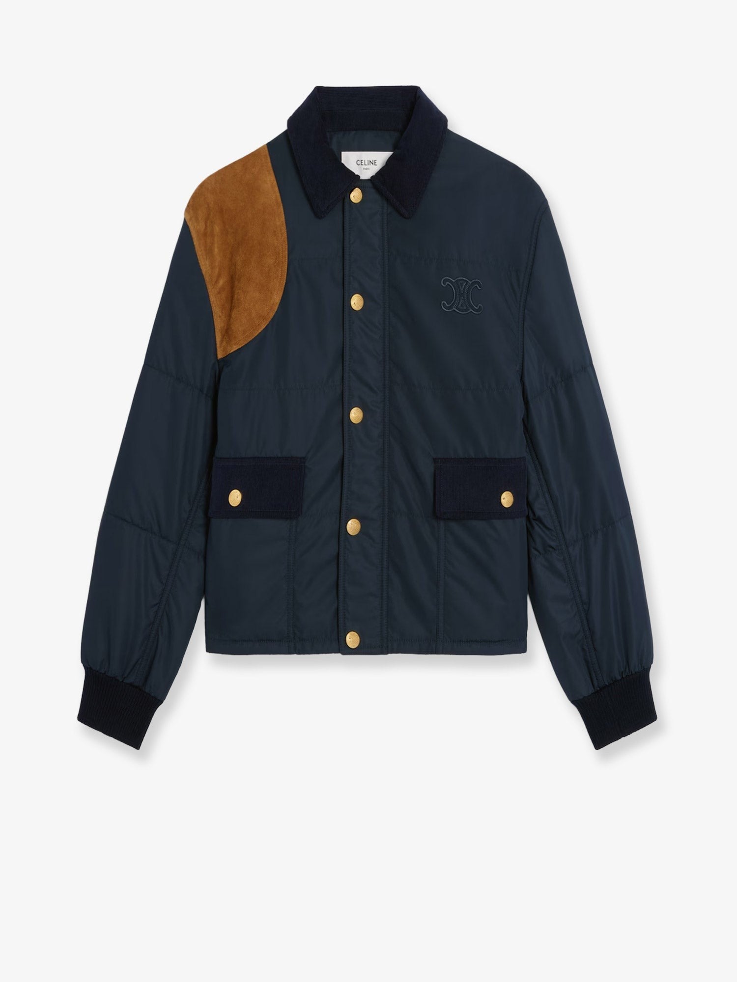 Nylon jacket with suede inserts