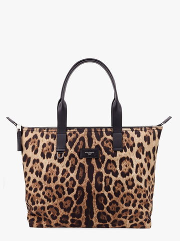 Nylon shoulder bag with animalier print