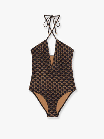 One-piece swimsuit with Triomphe motif