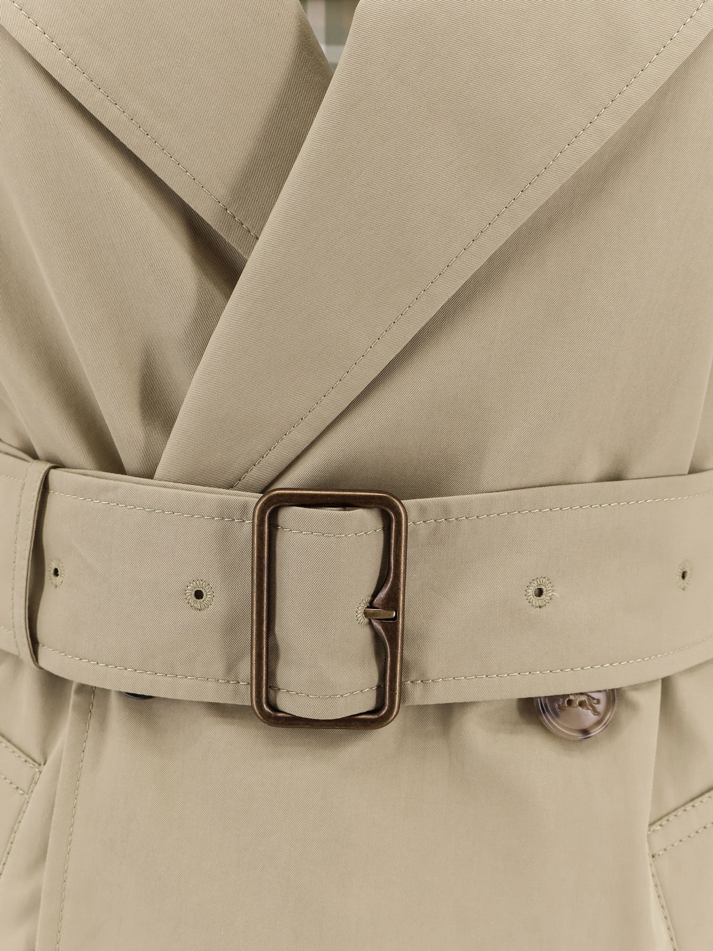 Organic cotton trench with check lining