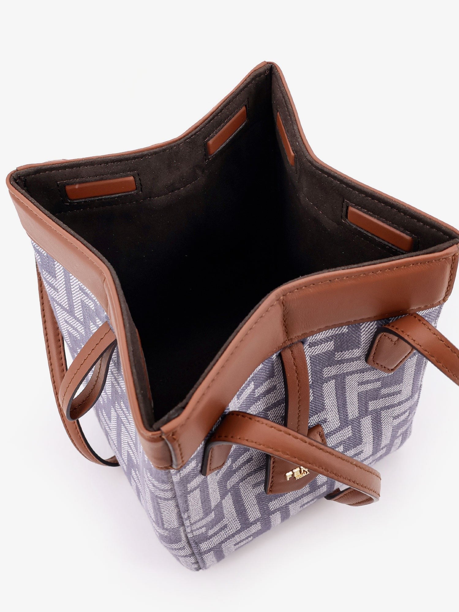 Origami mini FF Jacquard fabric and leather shoulder bag