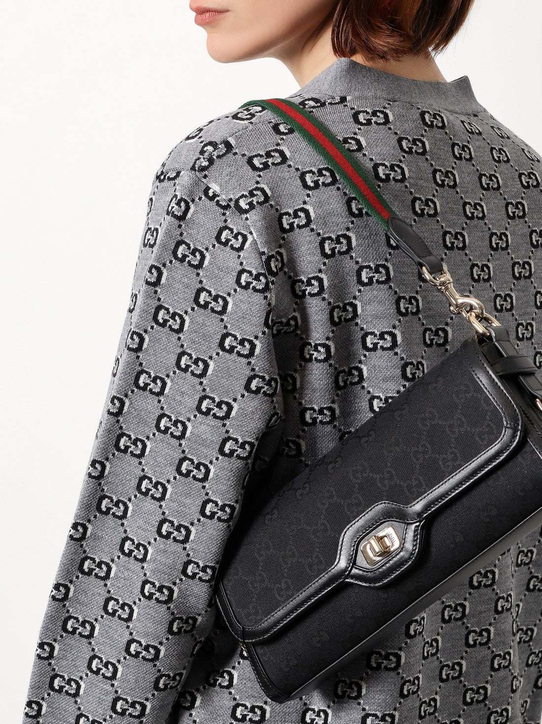 Original gg and leather shoulder bag