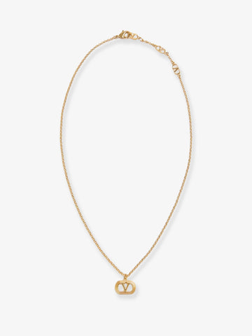 Ovalette metal necklace with golden finish