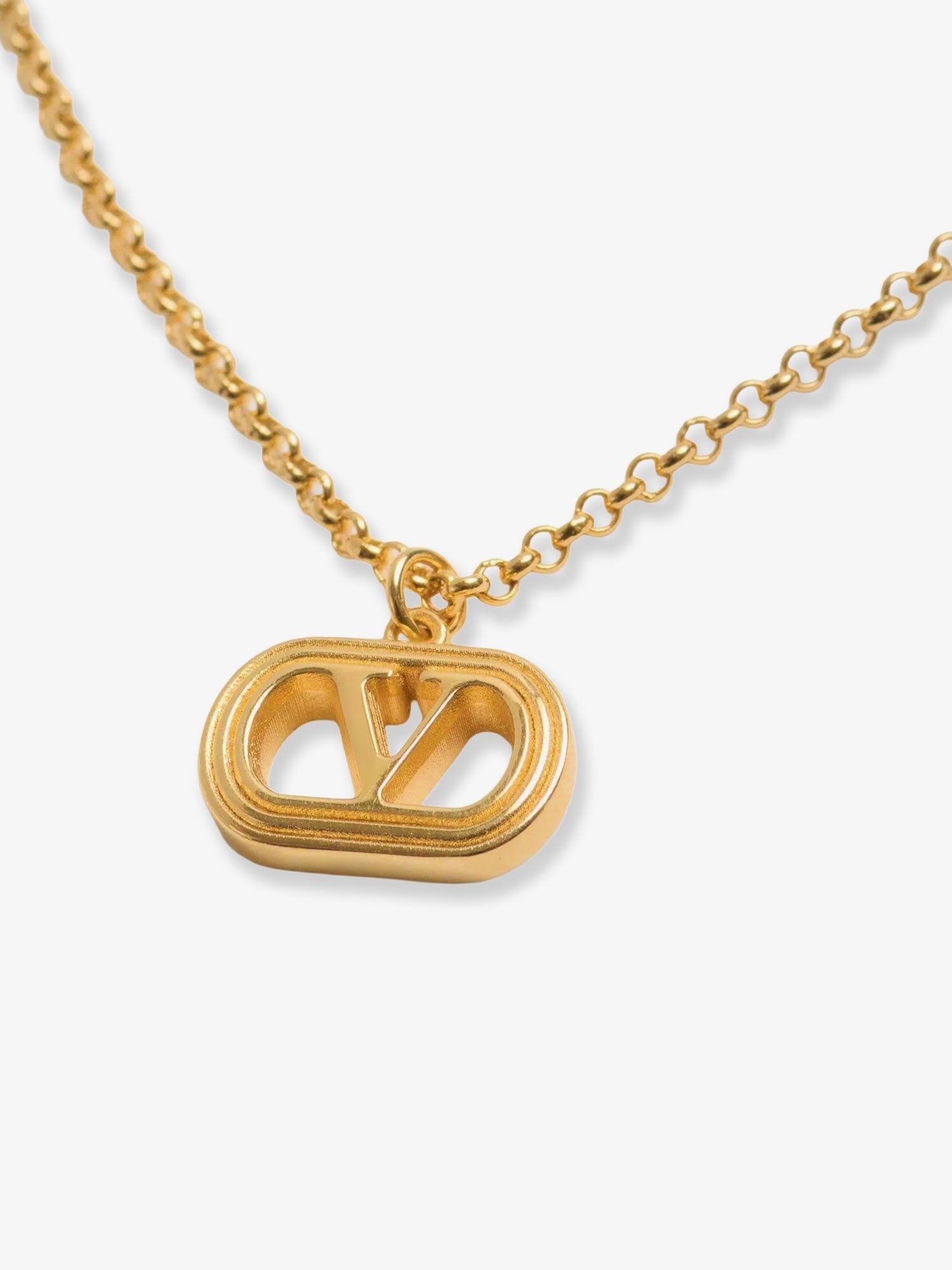 Ovalette metal necklace with golden finish