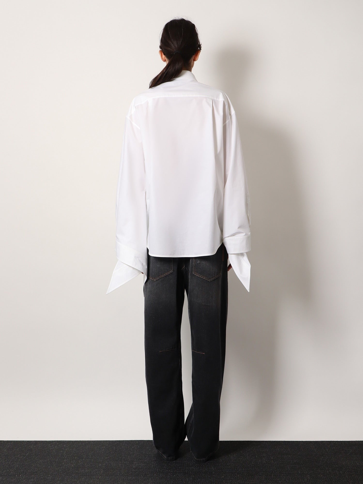 Oversize cotton shirt with knotted details