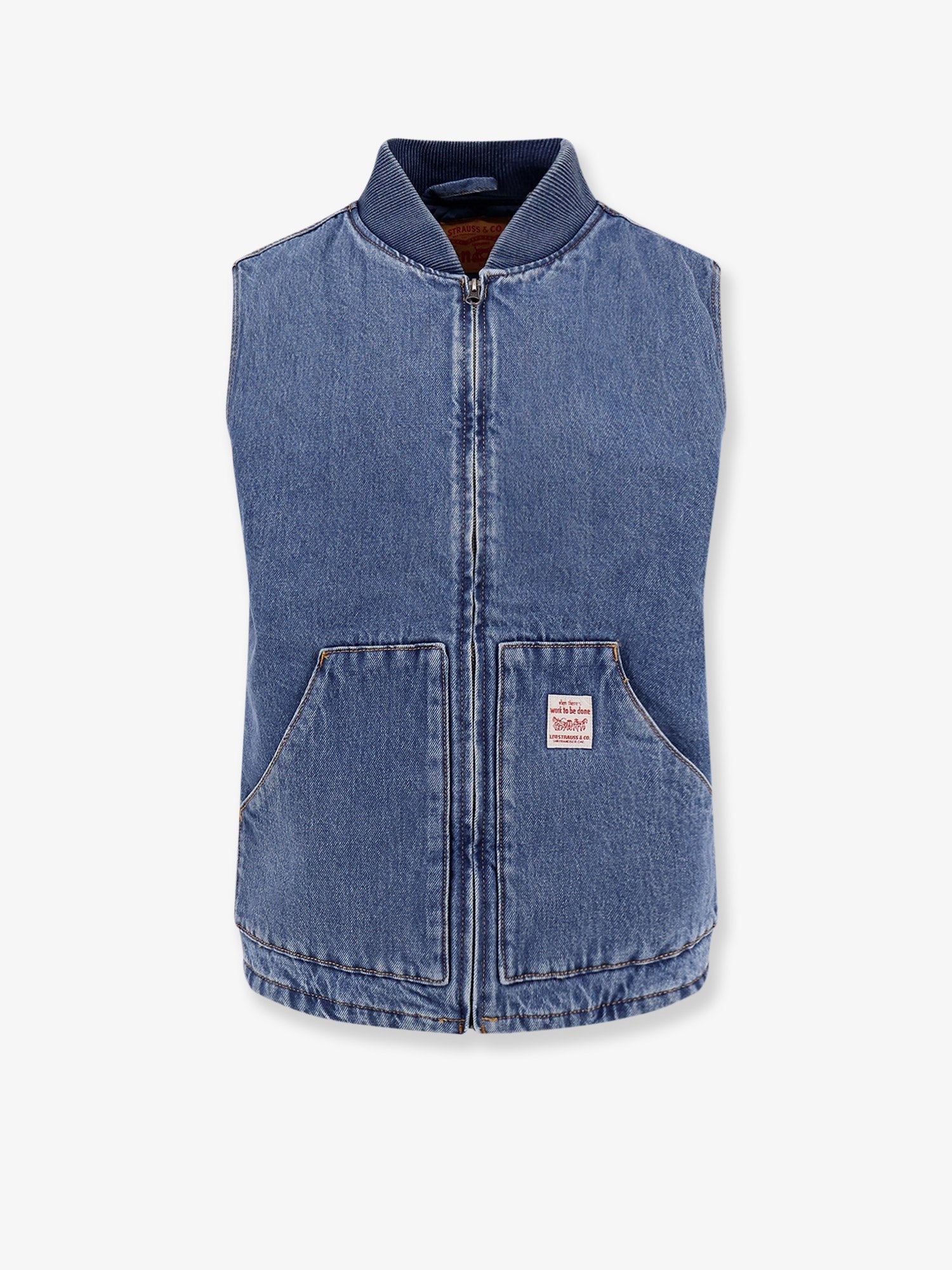 Padded denim vest