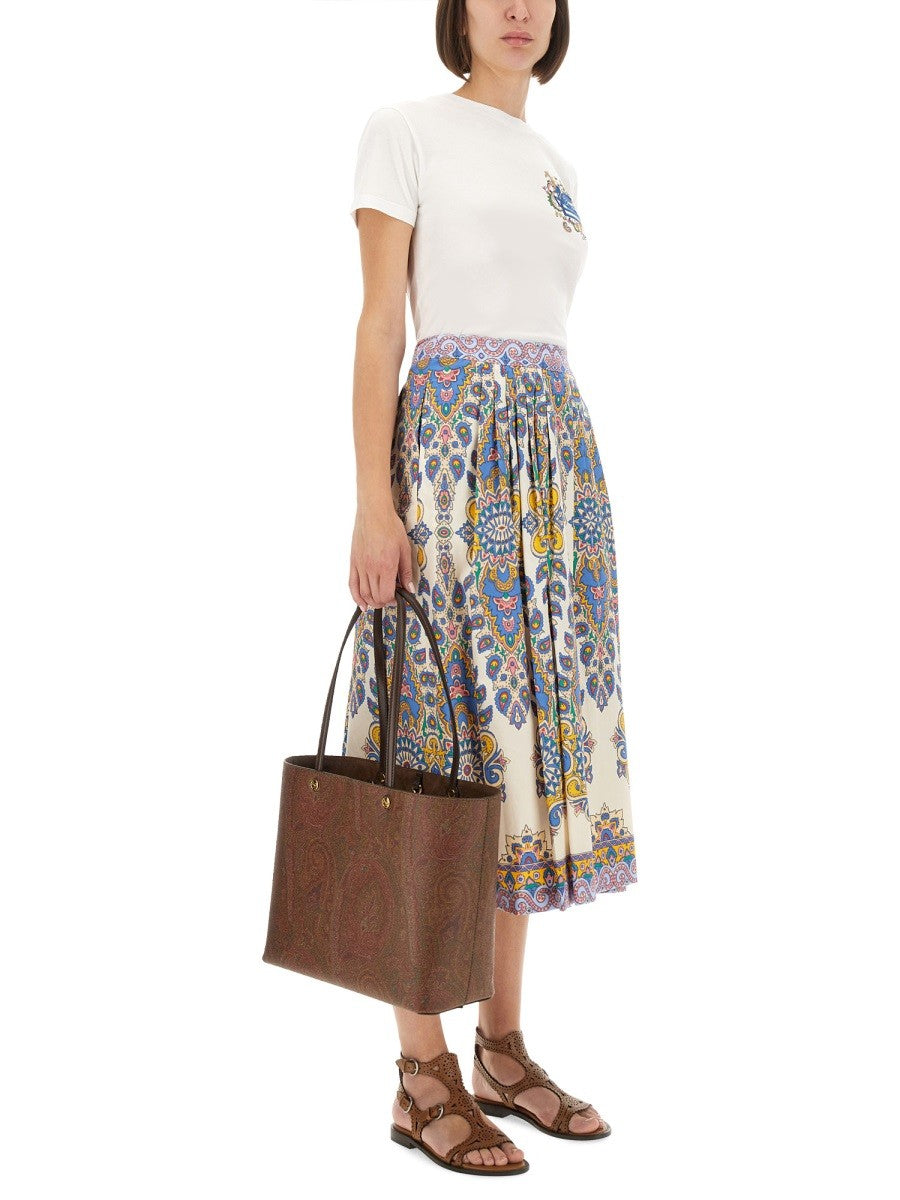 PAISLEY PRINT MIDI SKIRT
