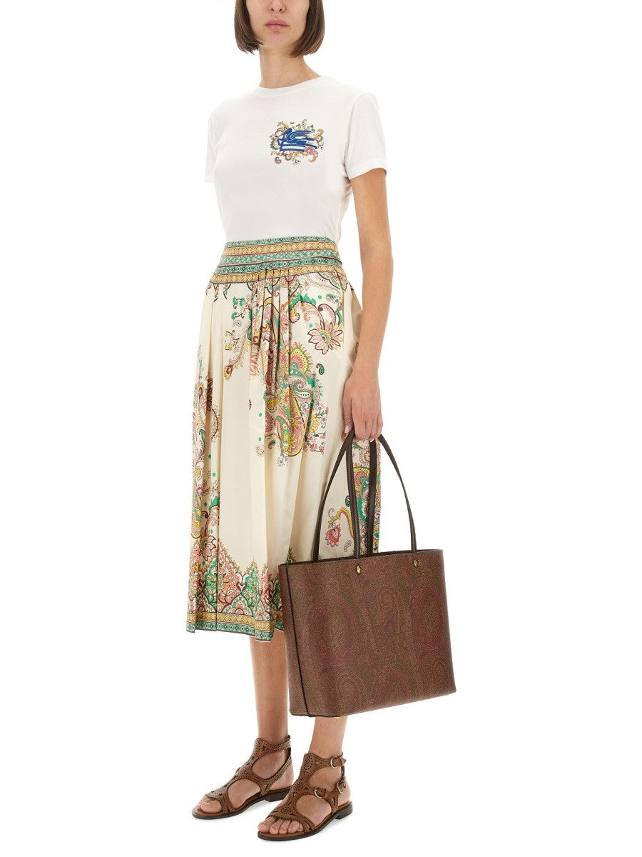 PAISLEY PRINT MIDI SKIRT