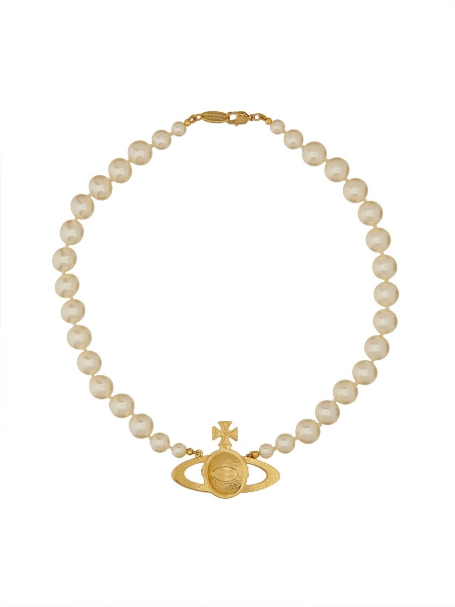 PEARL CHOKER WITH ORB BAS-RELIEF
