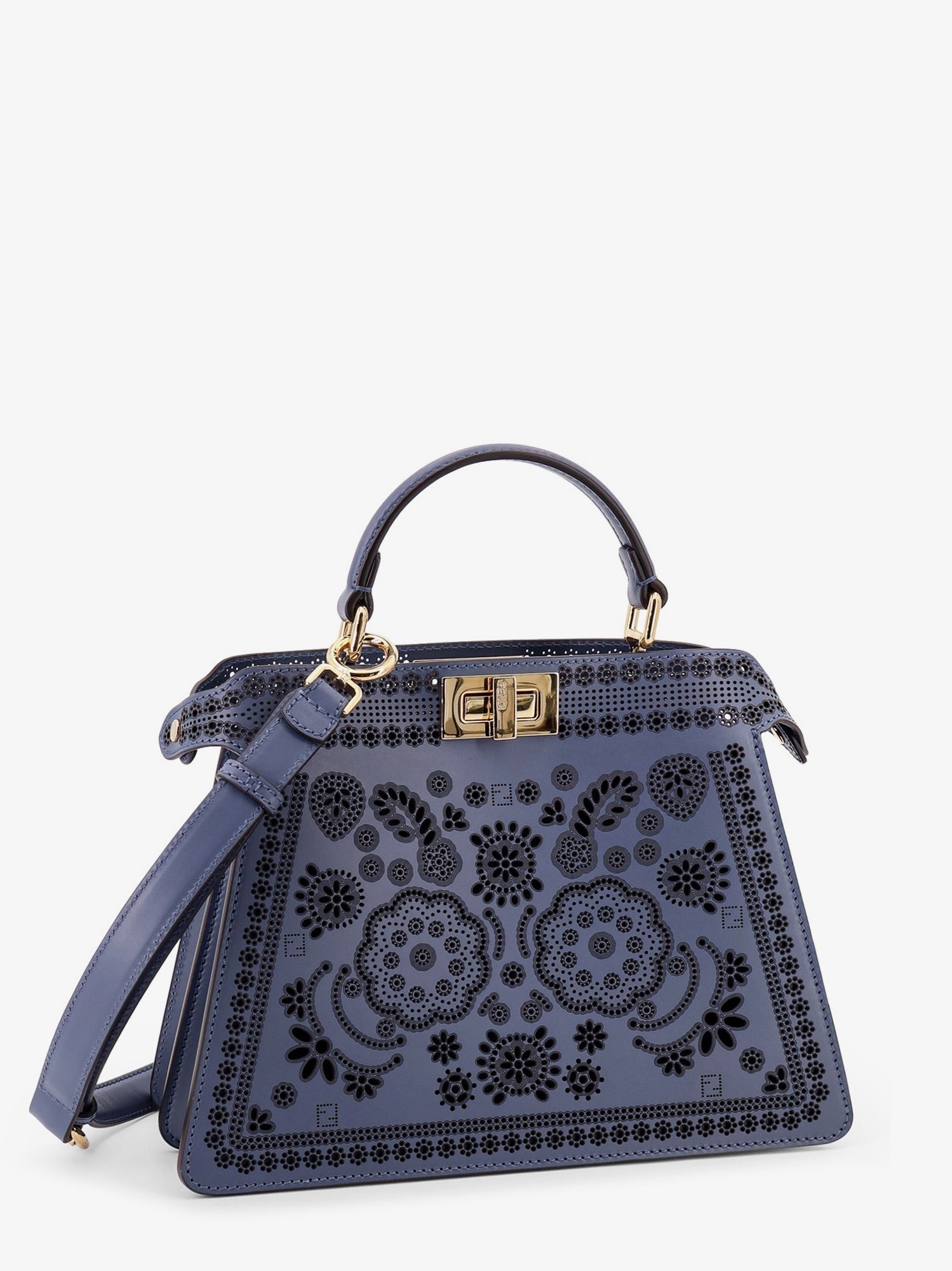 Peekaboo ISeeU Small leather shoulder bag with laser-cut Coral Bandana motif