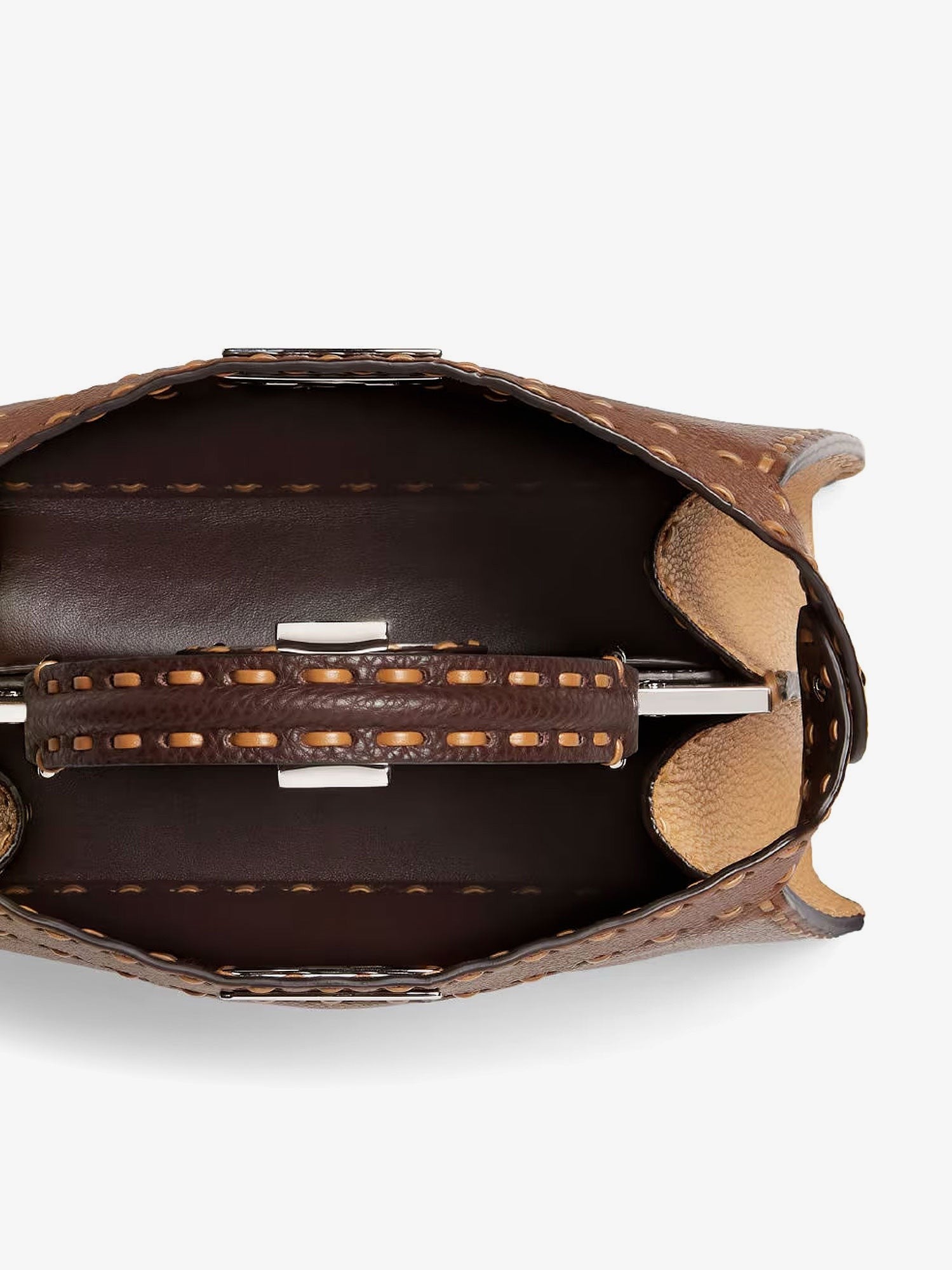 Peekaboo IseeU Small leather shoulder bag with Selleria macro stitching