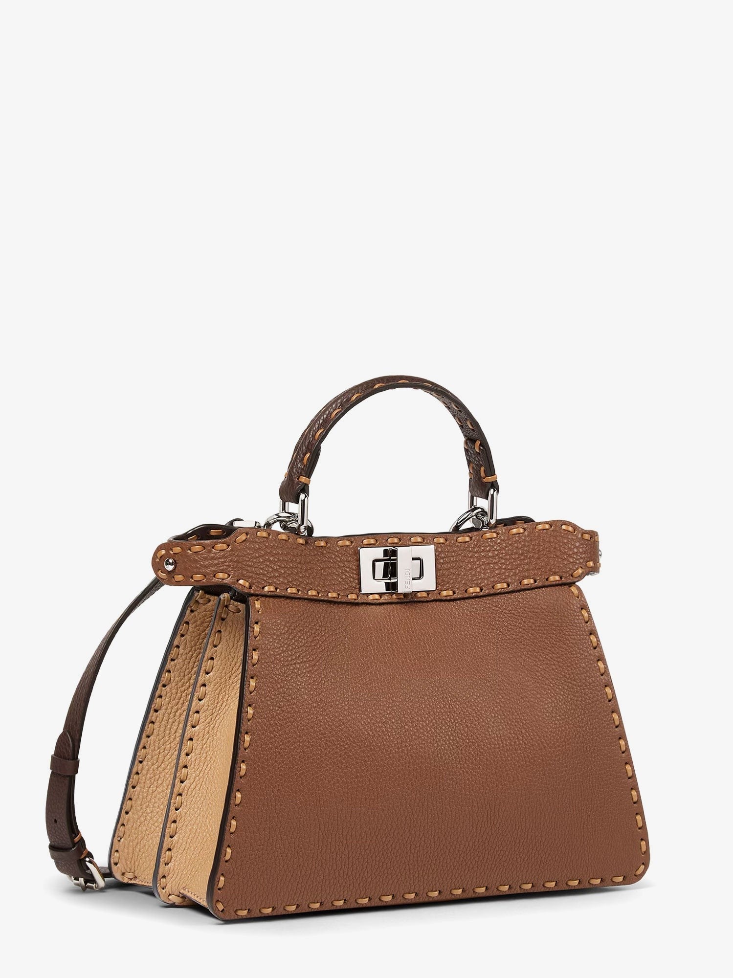Peekaboo IseeU Small leather shoulder bag with Selleria macro stitching